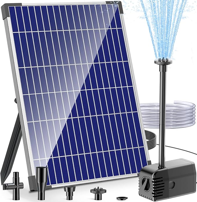 Antfraer 12W Solar Water Pump, Solar Water Fountain Pump 160GPH Flow Adjustable with 6.6FT PVC Tubing, Solar Pond Pump for Fish Pond Garden Waterfall Hydroponics DIY Water Features