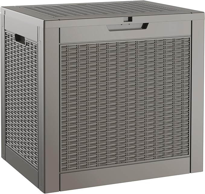 KAMABOKO 30 Gallon Outdoor Storage Box, Resin Deck Boxes Indoor and outdoor, Waterproof Storage Box Lockable Lid for Garden Tools, Package Delivery, Pool Supplies, Patio Cushions, Grey