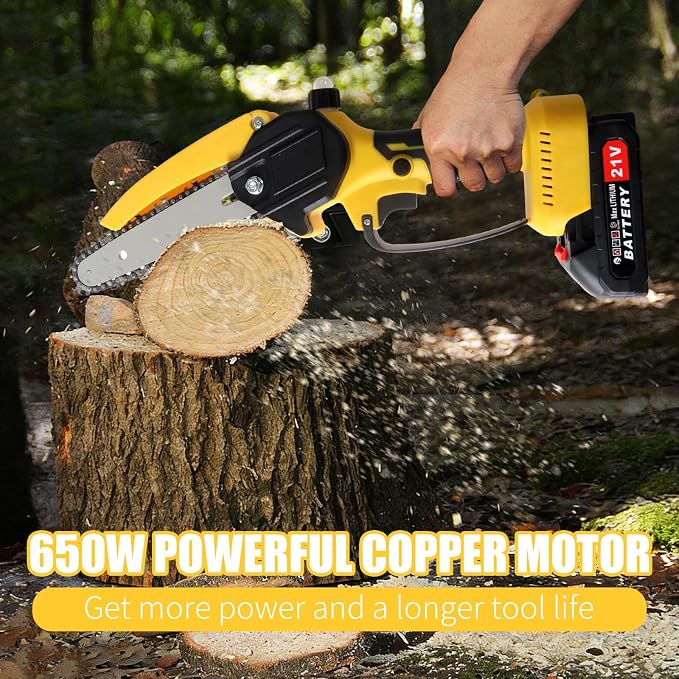 Cordless Pole Saw Electric Tree Trimmer, 2-in-1 Polesaw & Mini Chainsaw with Extension, Includes 2x21V Batteries & Complete Kit for Pruning & Limbing