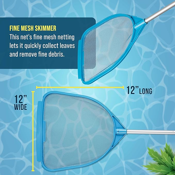 U.S. Pool Supply Pool and Spa Skimmer Net with Pole, Handheld Fine Mesh Pool Skimmer Net - Hand Held Spa, Hot Tub, Pond Cleaning - Step-Up 32" to 5 Feet Long, Leaf Netting, Scoop Skim Leaves & Debris