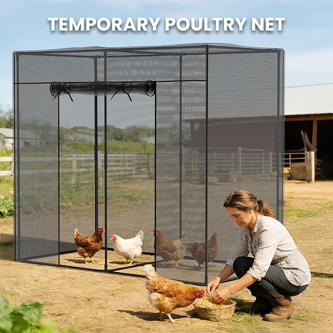SUNYRISY Garden Plant Netting Crop Cage for Garden Raised Bed, 6.5 x 3.3 x 6 Ft Plant Cover Cage Protectors from Animal for Outdoor Plants with Frame and Zippered Door, Black