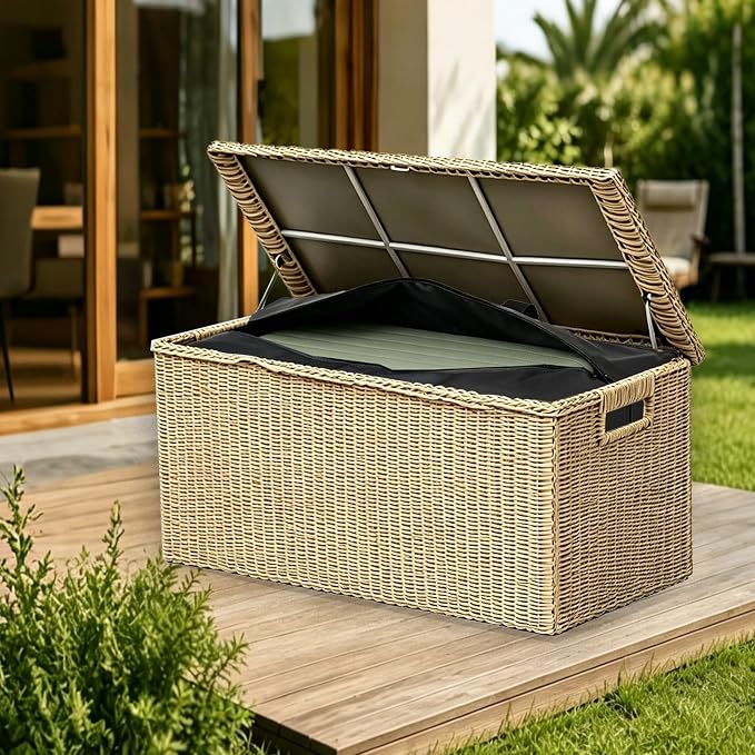 NCEDN Waterproof Patio Cushion Storage Bag - 49 × 16 × 22 Inch Heavy Duty Oxford Outdoor Cushion Storage Bag, Dustproof & UV Protection for Garden Use, with Upgraded Fabric & Reinforced Zipper