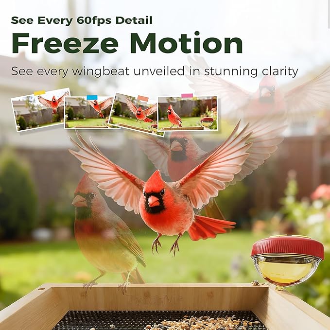 PerchMe® Smart Bird Feeder with Camera,2K HD Solar Powered,Bamboo Birdhouse Camera with Metal Roof,AI Recognition, Includes SD Card, Real-time Notification, Ideal Gift for Bird Lovers