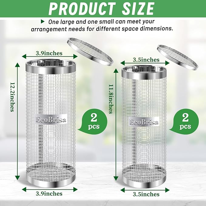 Underground Worm Composting Bin, Metal Compost Bin for Recycling Kitchen Food Waste, Outdoor Worm Compost Bin with Holes and Lid Use in Outdoor Garden Vegetable Patch Backyard (Silvery 4pcs)