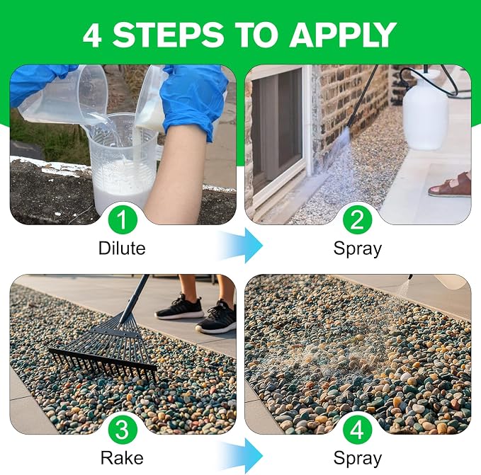 Teexpert Mulch Binder for Landscaping - 256OZ Rock Glue, Pea Gravel Binder Concentrate, Heavy Duty Outdoor Stone Adhesive for Slope Between Paver Flower Bed, Fast Dry Mulch Anchor Safe for Plants Pets