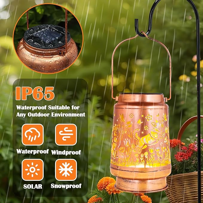 Corgi Dog Solar Lanterns Outdoor Waterproof - Metal Garden Decor for Outside Patio Yard, Hanging LED Lights Ornament, Cute Puppy Gifts for Women Mom Grandma Dog Lovers