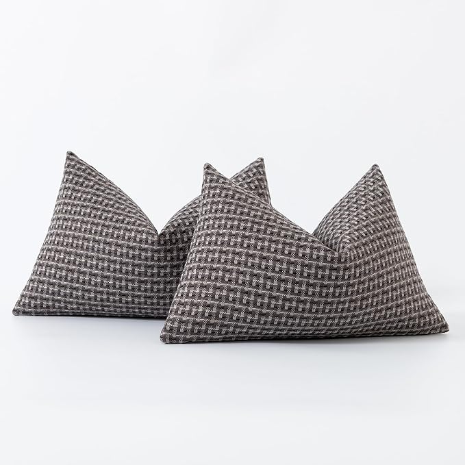 Kevin Textile Outdoor Waterproof Throw Pillow Covers Pack of 2 Farmhouse Decorative Cushion Covers for Garden Patio Tent Balcony Bench Couch Sofa 12x20 Inch, Dark Grey