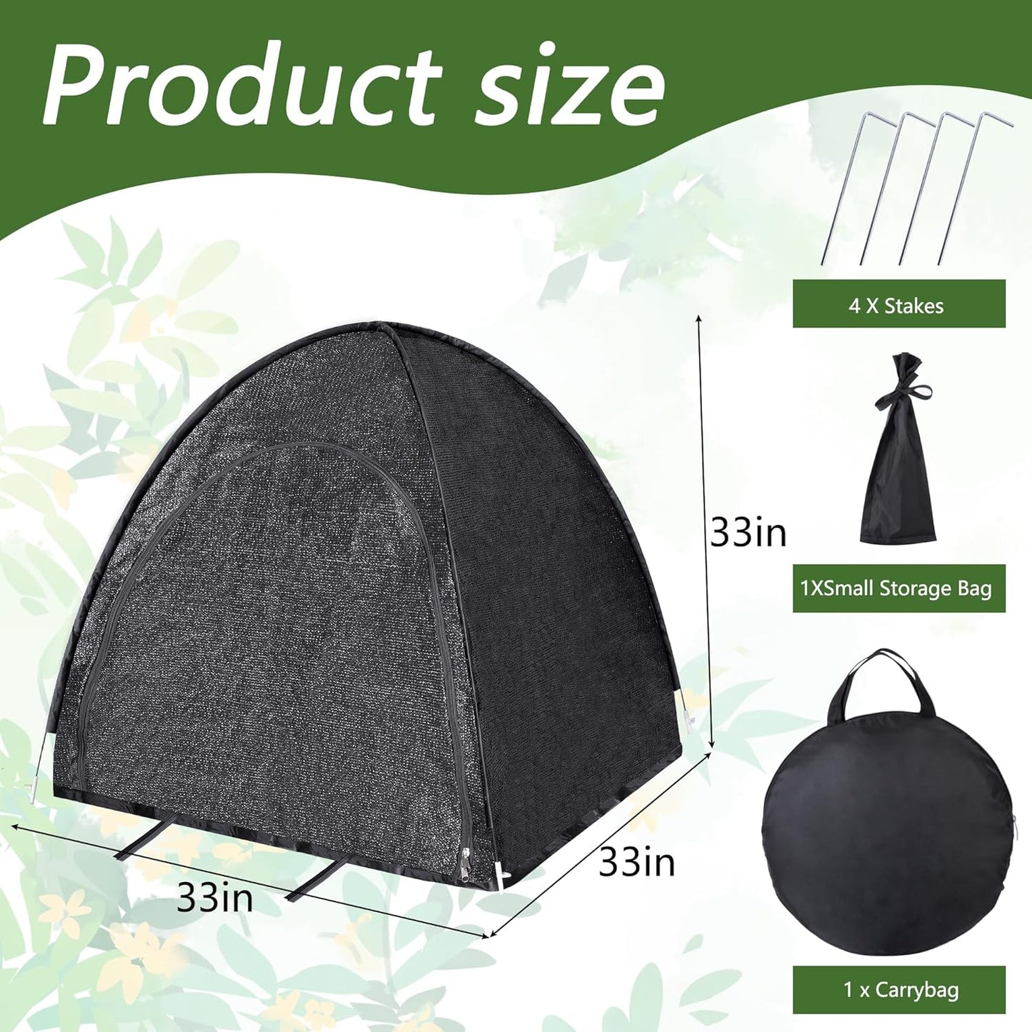 DECOHS 33" x 33" x 33" UV Resisitant 80% Pop up Plant Shade Tent, Garden Sunshade Cloth Sun Protection Tent, Sunblock Plant Cover Net with Stakes for Outdoor Plants Flower Potted