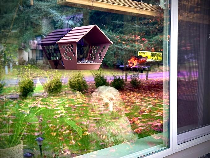 Window Bird Feeder for Outdoors Weatherproof Bird Feeder with Strong Suction Cups, Bird Watching for Cats, Easy to Clean Outdoor Birdhouse Feeder, Original Design Made in USA (Dark Chocolate)