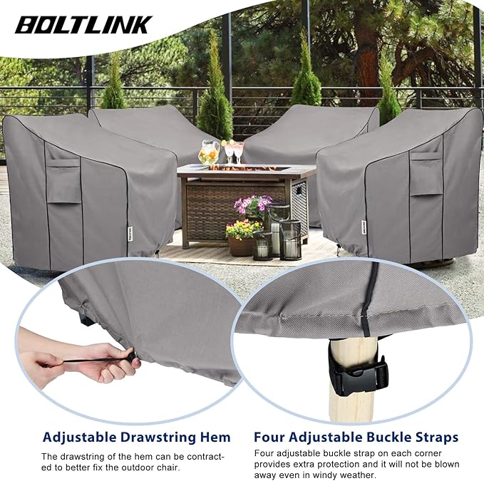 Patio Chair Covers Waterproof, Heavy Duty Outdoor Furniture Covers Fits up to 30W x 31D x 30H inches -2 Pack