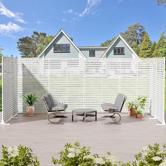 Privacy Fence Screen Outdoor Freestanding Privacy Panel, 72" H×47" W HDPE Decorative Panels with Stand, Room/Garden Divider, Outdoor Privacy Screen for Patio,Deck, Balcony, Pool