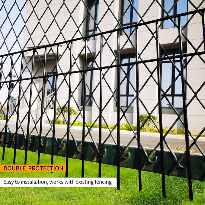 Adavin Small/Medium Animal Barrier Fence,15 Pack 24 in(L)X 15 in(H) Underground Decorative Garden Fencing, Dog Rabbits fences Black Metal Fence Panel Ground Stakes for Outdoor Patio.Total length 30 Ft
