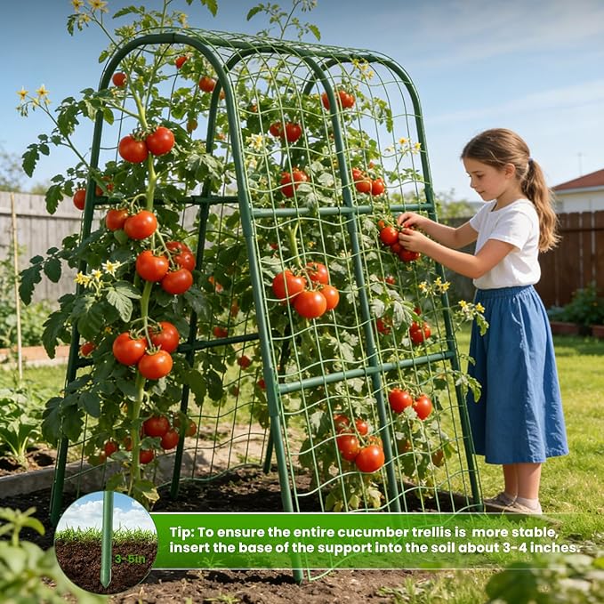 Cucumber Trellis for Raised Bed, U-Shape Garden Trellis for Climbing Plants Outdoor, Metal Arch Vegetables Trellis, Plant Support for Grape Vine Beans Squash Peas Flower