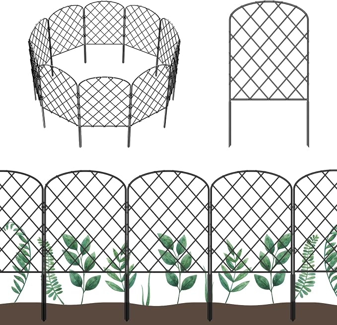 OUSHENG 19 Pack Decorative Garden Fence, Total 20ft(L) x 24in(H) Animal Barrier Border, Rustproof Metal Wire Section Edging Fencing Panel for Outdoor Patio Garden Yard, Arched