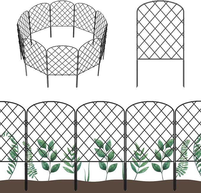 OUSHENG 25 Pack Decorative Garden Fence, Total 27ft(L) x 24in(H) Animal Barrier Border, Rustproof Metal Wire Section Edging Fencing Panel for Outdoor Patio Garden Yard, Arched
