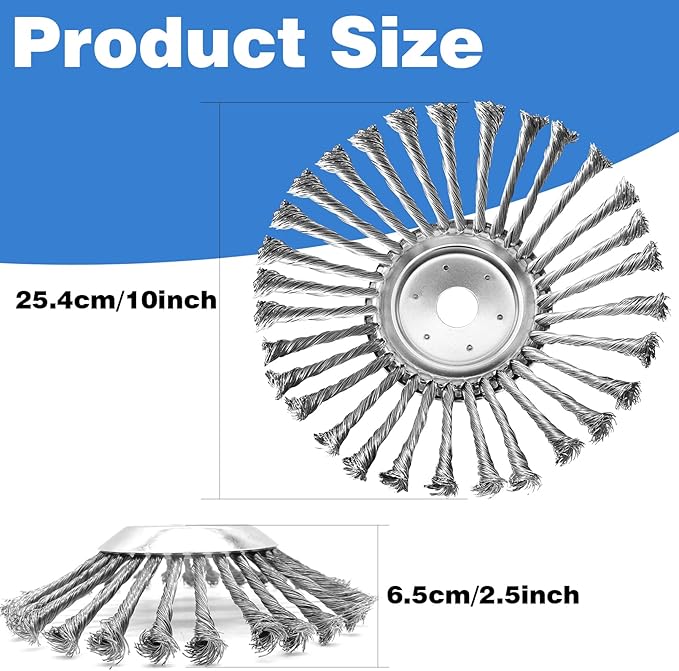 10 Inch Unbreakable Wired Trimmer Blade for Weed Eater, Steel Wire Rotary Brush Cutter Trimmer Head, Weed Eater Head for Moss Grass Rust Removal, Paving Stone, Pavement Joints or Driveway
