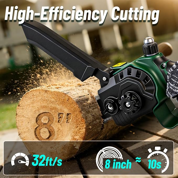 2-in-1 Electric Pole Saws for Tree Trimming, 8 Inch Cordless Mini Chainsaw with 15 FT Extension Pole, Pole Saw Battery Powered with 2*4.0Ah Battery, Tree Trimmer Pole Saw for Branch Cutting