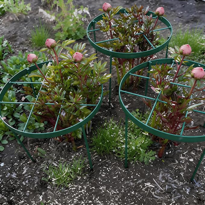 Peony Cage Outdoor Support - Durable Metal Garden Brace for Tall Plants, 18.9" Top, 23.6" Long Round Flower Rings, Easy Assembly, Perfect for Dahlias & Climbing Plants - Ideal Gardening Gift