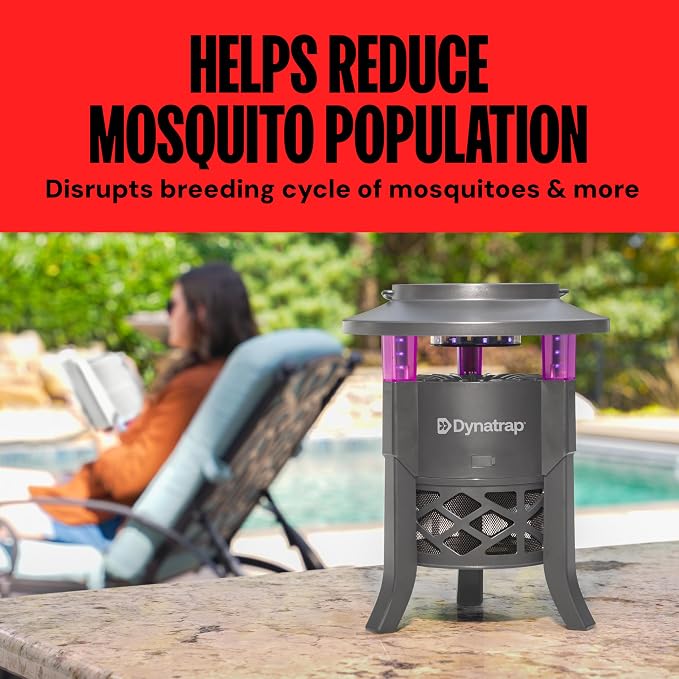 Dynatrap Outdoor Bug Trap, Tungsten 1/4 Acre Mosquito, Fly, Gnat, Moth Trap | UV LED Light, Chemical-Free Bug Zapper Alternative, Rechargeable, Portable Flying Insect Catcher with Cordless Capability