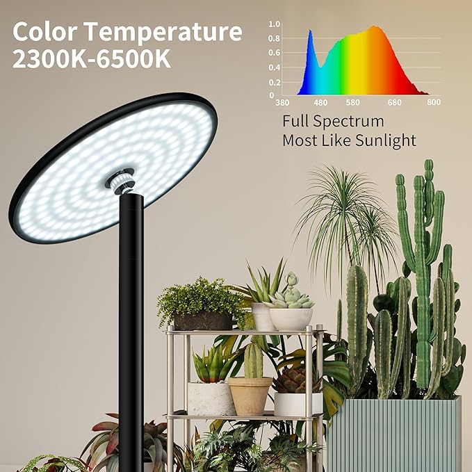 chiphy 85" Tall Grow Light for Large Indoor Plants, 60W Full Spectrum Plant Light with 4/8/12H Timer & Remote, 10-Level Dimmable, Height Adjustable, Ideal for Large Tall Plants & Indoor Trees
