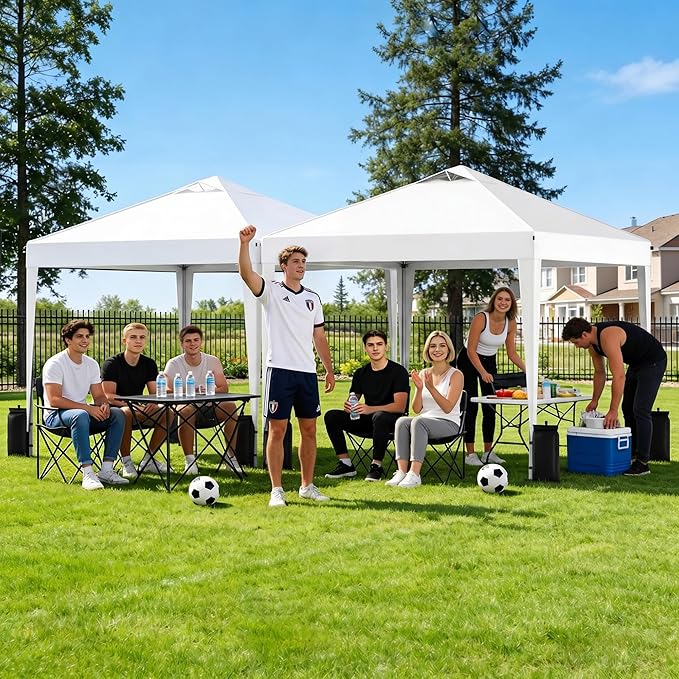 SANWAY 10x10 Pop Up Canopy Tent, One Push Setup, Heavy Duty Portable for Beach Camping Parties with Vents - Snow White