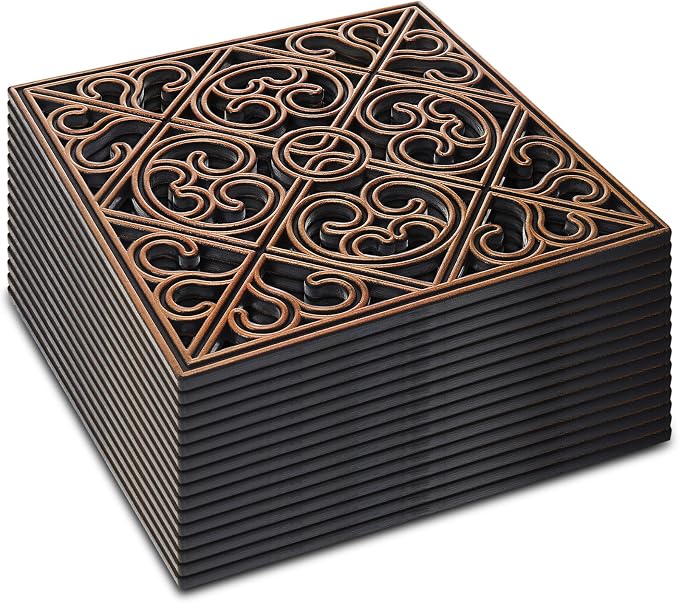 Pangda 8 Pcs Rubber Stepping Stones Outdoor Garden Walkway, 12 x 12 Inch Heavy Duty Pathway Pavers Retro Decorative Stepping Stones for Outside Landscaping Yard Lawn Path (Cross Square,Copper)