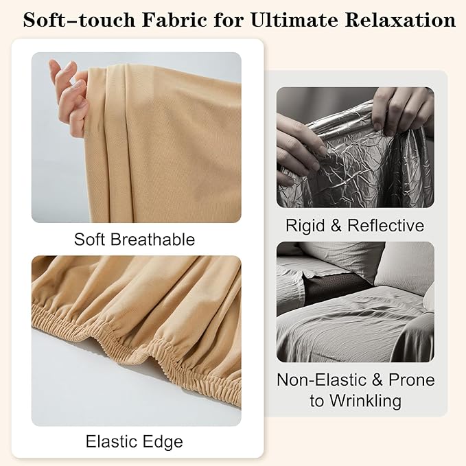 8-Piece High Elastic Outdoor Cushion Covers - Full Set Stretch Replacement Slipcovers for Seat & Back Cushions - Universal Fit for 4-Person Patio Sofa, Fits 20-27" Wide