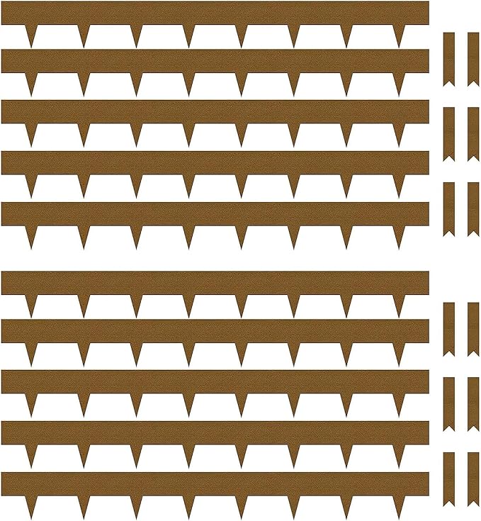 Worth Garden 10-Pack Corten Steel Landscape Lawn Edging - 5in H (2.5" above ground + 2.5" spikes) Rust Patina Bendable Metal Strips - Hammer-in Border with 11 Clips - Yard Pathway Divider (33Ft Total)