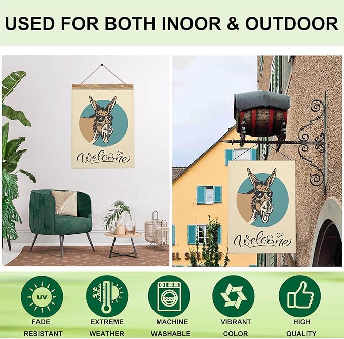 Mugod Funny Donkey Garden Flag 12.5x18" Vertical Double Sided, Donkey With Sunglasses Happy Wildlife Yard Garden House Flag for Outdoor Indoor Decoration