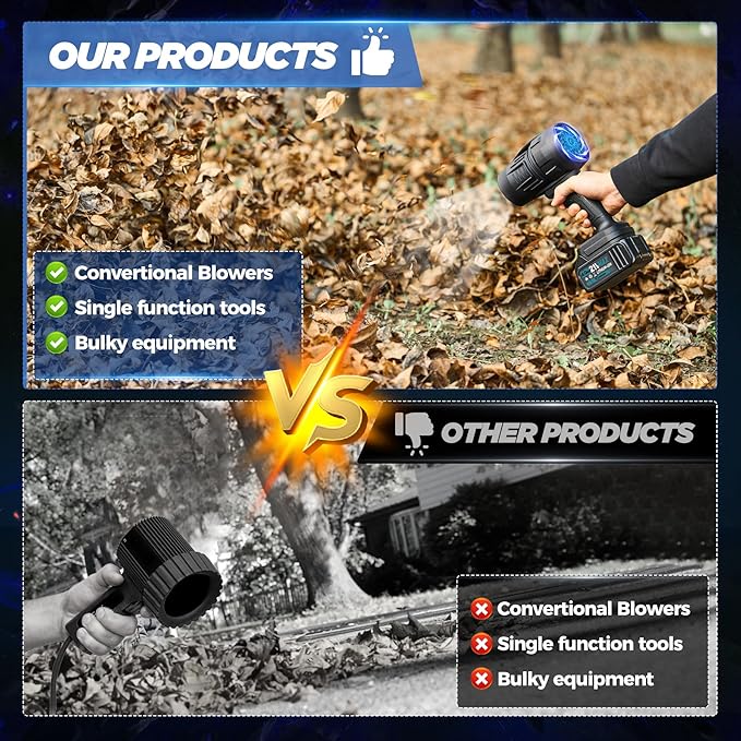 Saker Cordless Leaf Blower Portable Dust Cleaner Handheld Lightweight Blowers 180000 RPM with Adjustable Speed for Patio Cleaning, Drying,Camping Gifts 2 Batteries BF170 Black