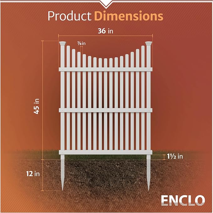 45in H x 36in W (2 Panels) No Dig Enclo Huntersville White Vinyl Privacy Screen, Outdoor Privacy Panels, Trash Can Enclosure, Air Conditioner Fence, Pool Equipment Enclosure, ZP19036