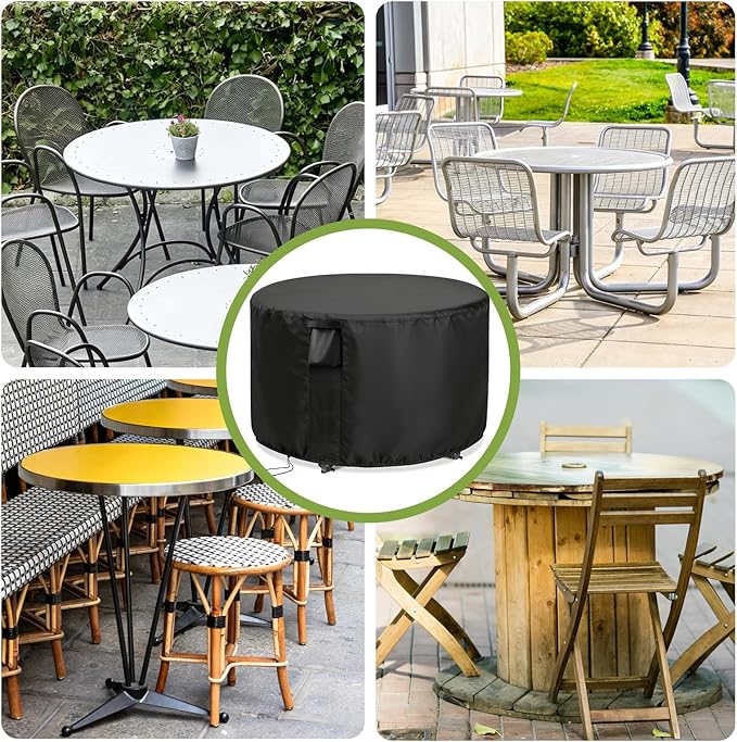Patio Furniture Covers Round, 32 Inch Outdoor Round Table Cover Waterproof, Patio Furniture Cover for All Weather Resistant - 32 x 28 Inch