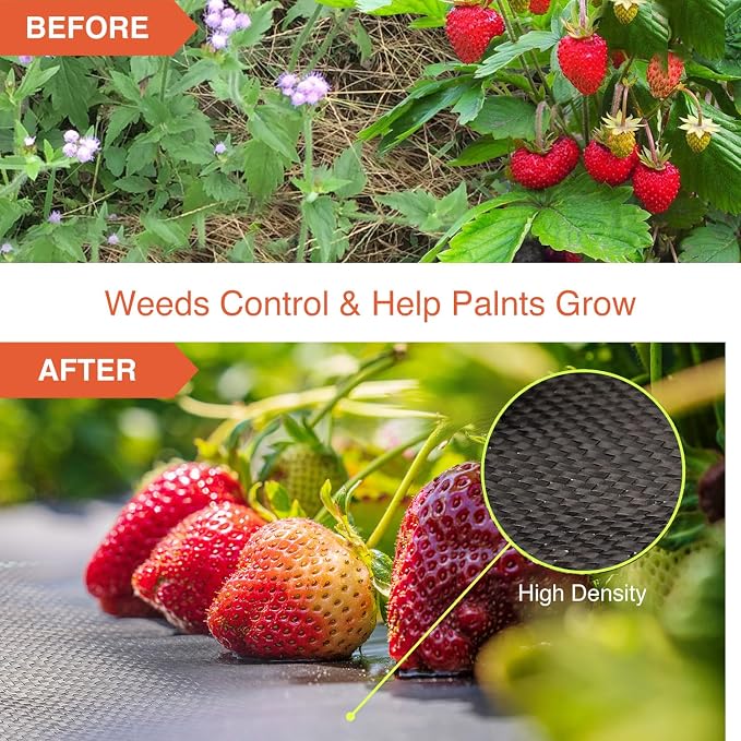 3ftx100ft Weed Barrier Landscape Fabric Heavy Duty,Premium 3.2oz Gardening Weed Control Mat,Ground Cover for Gardening,Farming with 20 U-Shaped Securing Pegs