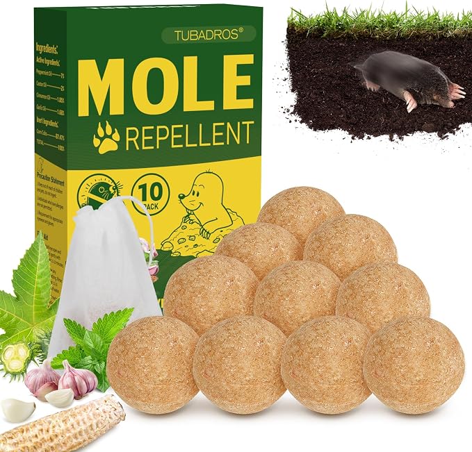 Mole Repellent, Mole & Vole Repellent for Lawns, Peppermint Oil to Repel Mole, for Outdoor Use for Yard, Garden, Patio