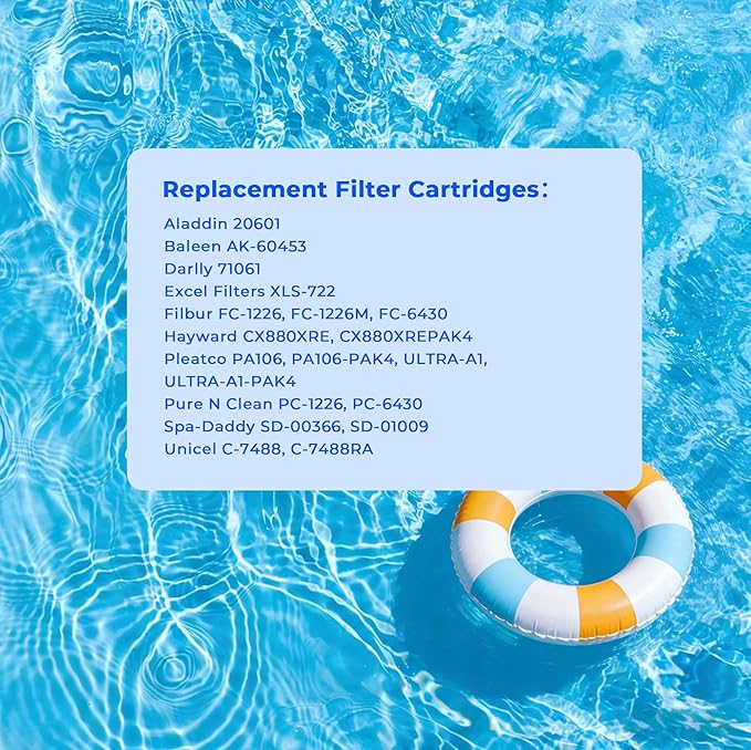CX880XRE Pool Filter Cartridge, Compatible with Hayward SwimClear C4000, C4020, C4025, C4030, Hayward C880E, CX880XREPAK4, Pleatco PA106, PA106-PAK4, Unicel C-7488, 4 Pack