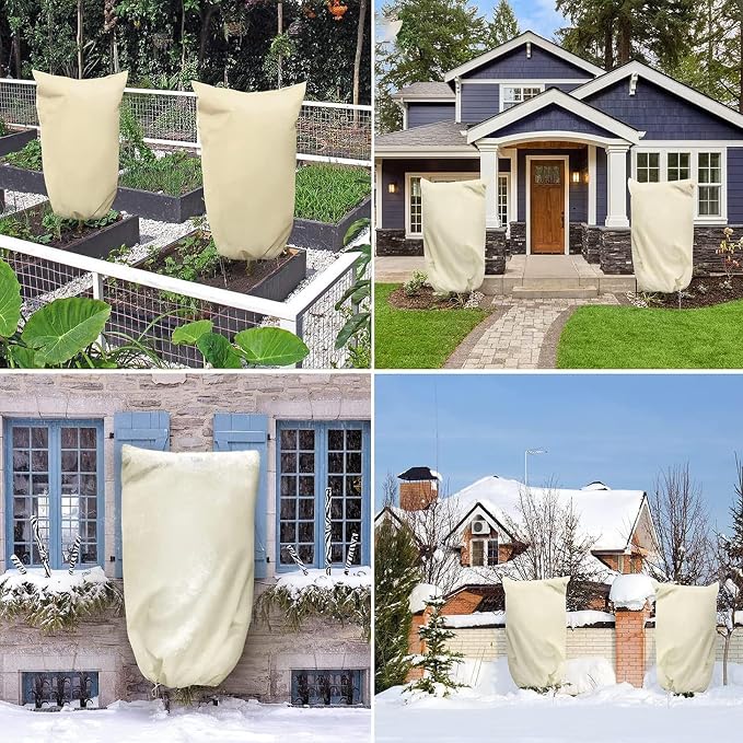 Winter Plant Covers Freeze Protection, 78.7 * 94.4inch Plant Covers for Winter, with Zipper and Drawstring, Suitable for Plants,Fruit Trees, Shrubs, and Potted Plants