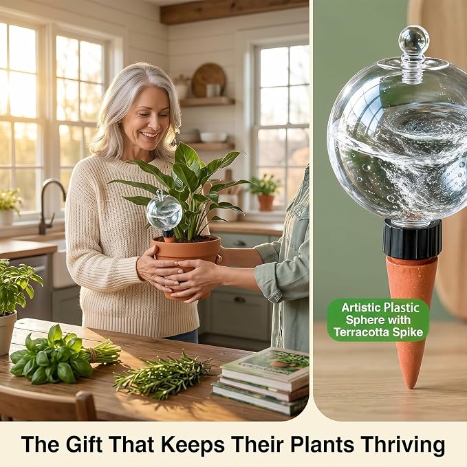 6 Pack 26 oz Extra Large Plant Self Watering Globes with Caps, Slow Release Watering Bulbs for Indoor/Outdoor Plants, Up to 3 Weeks Watering, Durable for Vacation, Gift for Plant Lovers