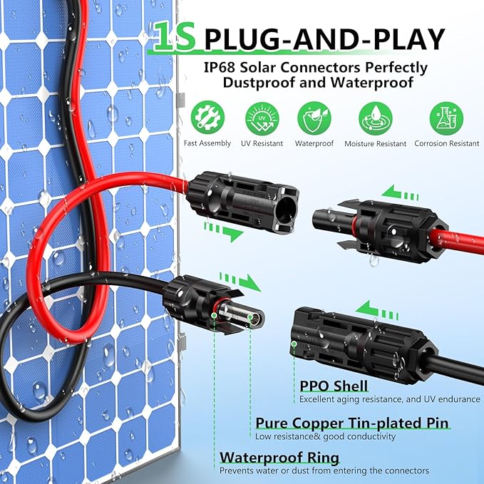 Vansdon Solar to XT60i Extension Cable 12AWG 40FT XT60i Female to Male Connector for RV Foldable Solar Panel, Portable Power Station, Solar Generator