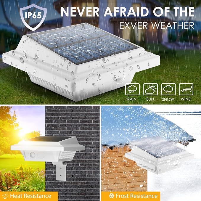 Outdoor Solar Fence Lights - 40 LED Outdoor Security Lights for Eaves, Garden, Landscape & Walkway (2PCS, Cool White, Waterproof)