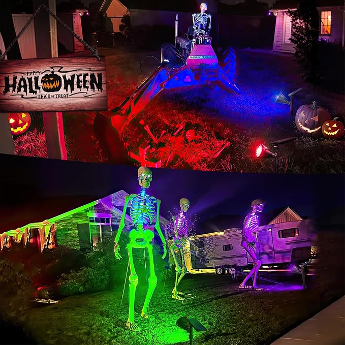 JSOT 2 Pack Christmas Solar Spotlights, RGB Solar Spot Light Outdoor Waterproof Color Changing Landscape Lighting with 9 Lighting Options Decor for Backyard Walkway Tree Lawn