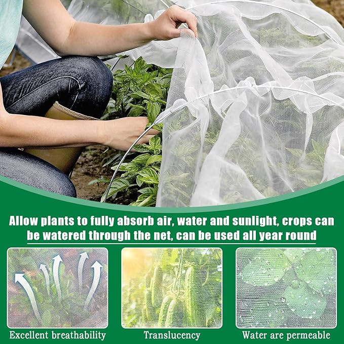 10 X 33 FT Garden Mesh Netting Pest Barrier for Raised Beds, Fruit Tree Netting for Cicadas, Bird Insect Nettings for Gardening, Blueberry Bush Strawberry Nettings Cover for Garden Protection