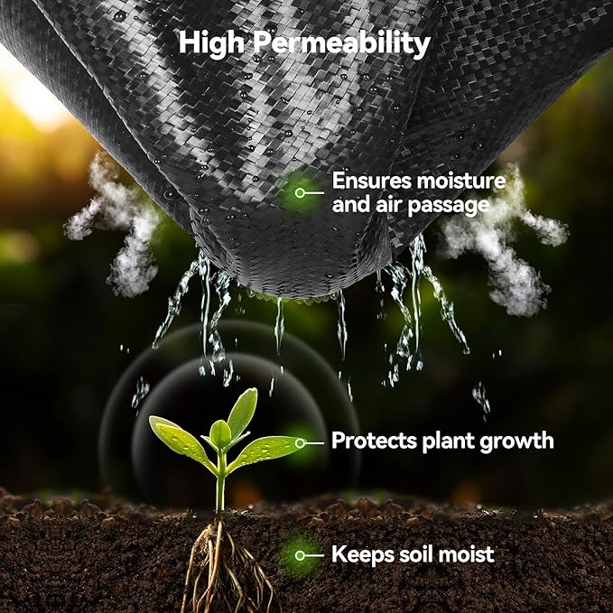iropro 6ftx100ft Weed Barrier Landscape 3.2oz Fabric Heavy Duty, Woven Weed Control Cloth, Woven Geotextile Fabric for Underlayment, Gardening Ground, Commercial Driveway Weed Block Cover Mat