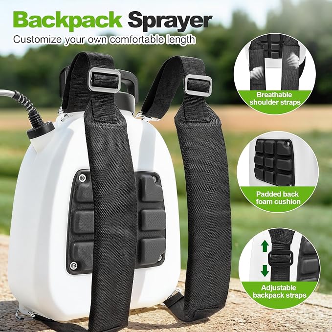 VAXMAY Battery Powered Sprayer 3.2 Gallon, Backpack Sprayer with 3 Adjustable Forces, Battery Indicator, 5 Mist Nozzles, 41" Retractable Wand, USB Rechargeable Garden Sprayer for Weed Lawn Yard