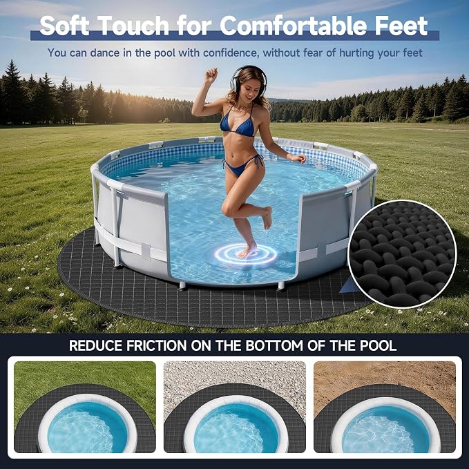 LXKCKJ 15FT Round Pool Pads for Above Ground Pool, Protects Pool Liner, Heavy Duty Puncture Resistant Fabric Pool Mats for Pool Bottom - Prevents Punctures - Weed Barrier - Extends Liner Life