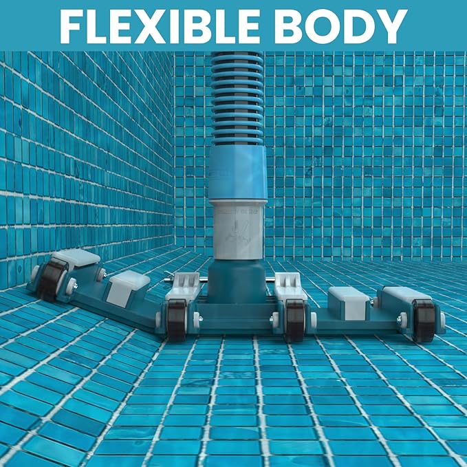 POOLWHALE 14" Professional Pool Vacuum Head with Wheels, Weighted Manual Vacuum Head Attachment, Direction-Control Handle for Inground & Above Ground Pools Clean Remove Debris