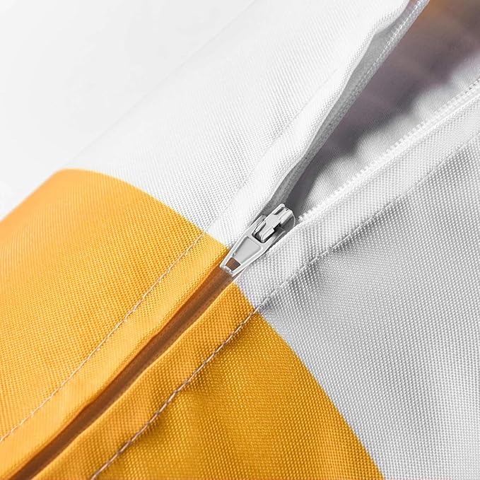 Western Home Pack of 2 Decorative Outdoor Solid Waterproof Striped Throw Pillow Covers Polyester Linen Garden Farmhouse Cushion Cases for Patio Tent Balcony Couch Sofa 12x20 inch Yellow