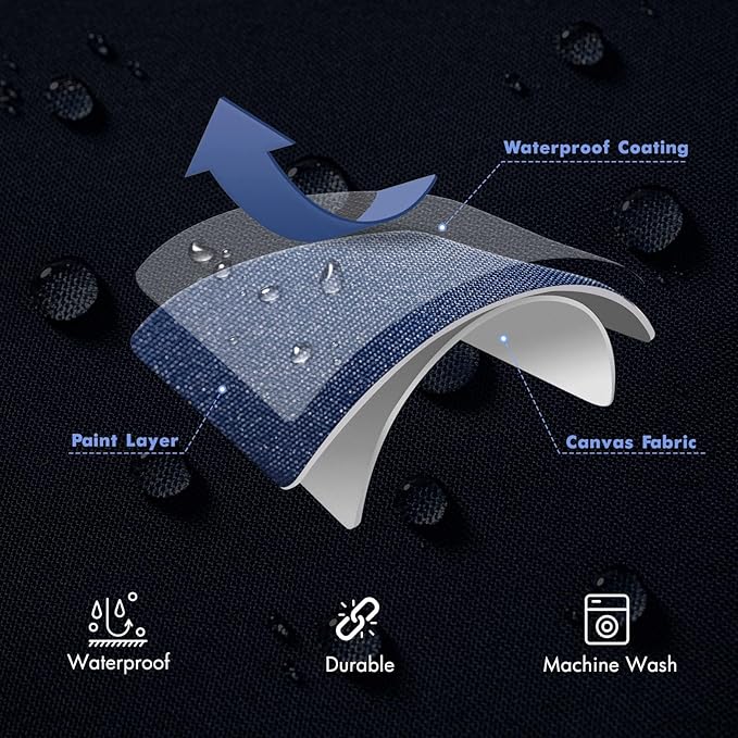 MIULEE Outdoor Waterproof Throw Pillow Covers Set of 2 Relax Decorative Outdoor Square Pillowcases for Chair Patio Garden Couch Tent Balcony Sofa Navy Blue 16x16 Inch