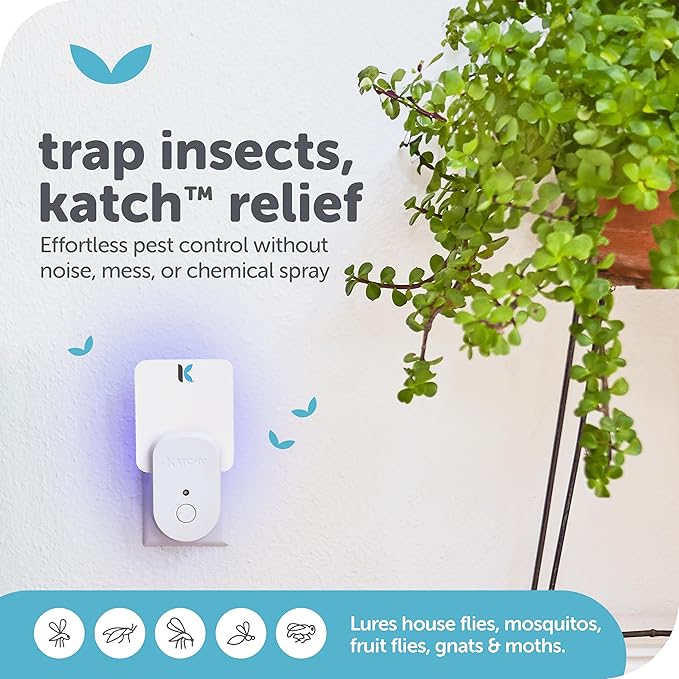 Katchy Plug-in Fly Trap Indoor – Blue Light Bug Catcher for Mosquito, Gnat, Fruit Fly & Small Moth – Chemical-Free & Eco-Friendly – All Indoor Areas: Kitchen, Living Room & Plants (2 Pack)
