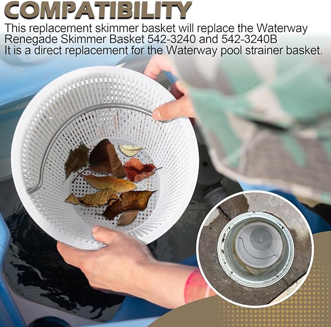 Handle Basket Replacement Bermuda Gunite Pentair 516112,Compatible with Waterway Skimmer Basket 542-3240/542-3240B for Renegade Skimmers Pool Basket, Stainless Steel Handle