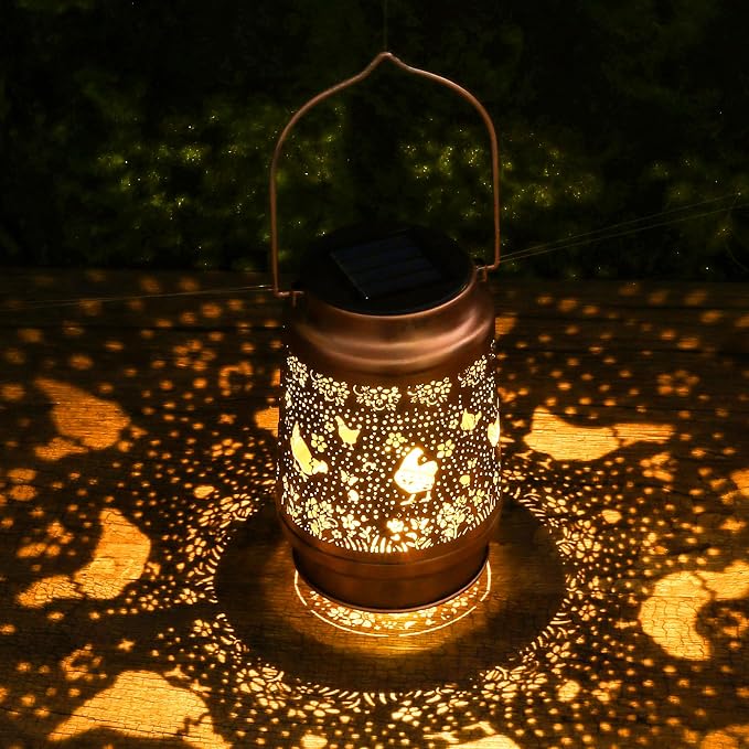 Chicken Solar Lanterns Outdoor Waterproof, Chicken Gifts for Women Farmhouse Lovers Hanging Solar Lights for Outside, Decorative Light for Garden Patio Porch Yard Decor